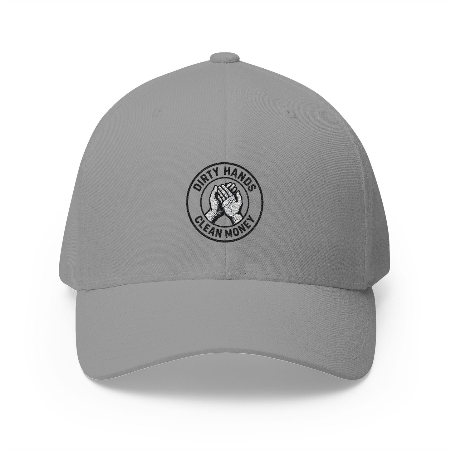 Embroidered Fitted Hat - Dirty Hands, Clean Money Design
