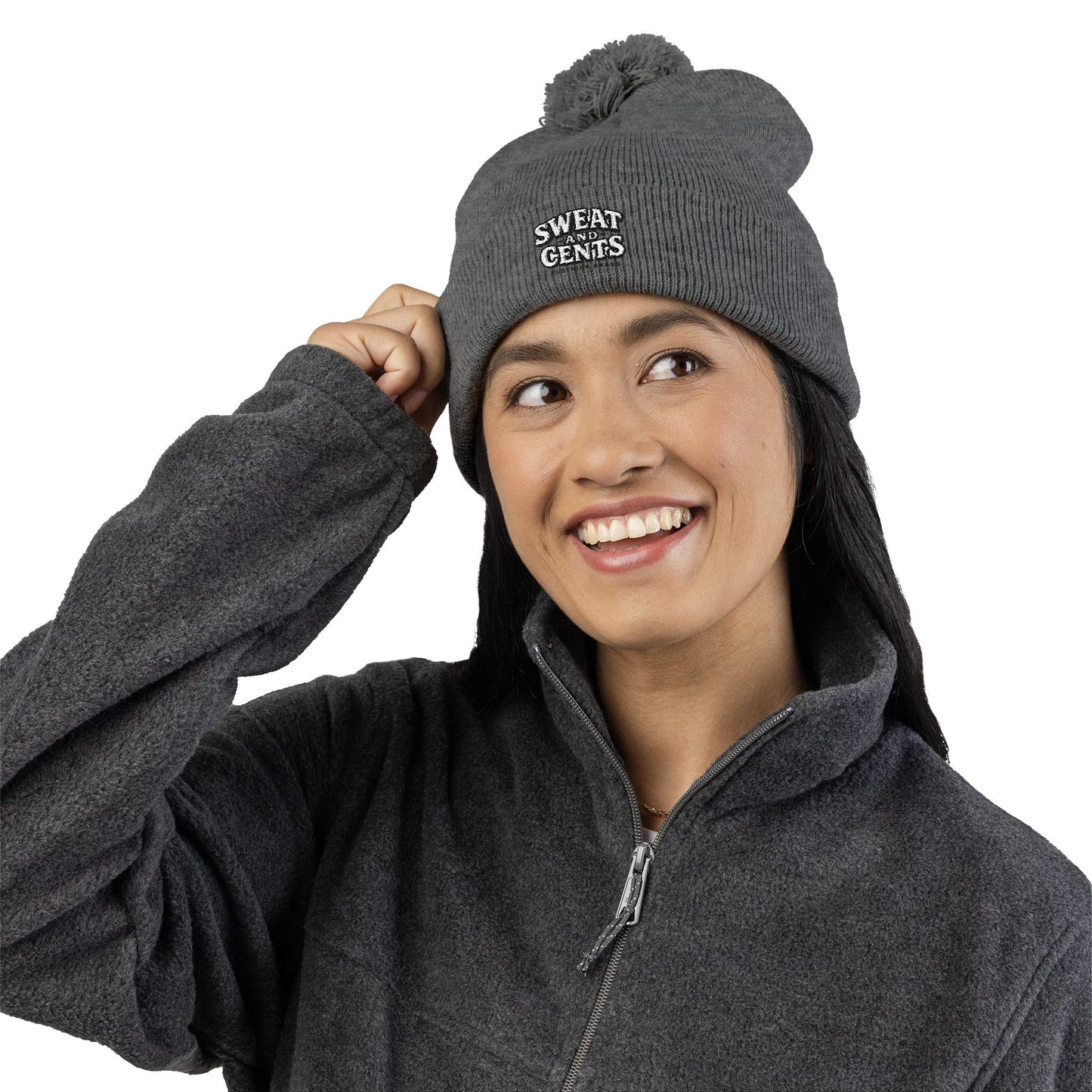 Sweat and Cents Pom-Pom Knit Cap