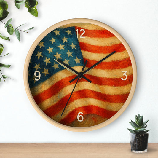 Patriotic American Flag Wall Clock
