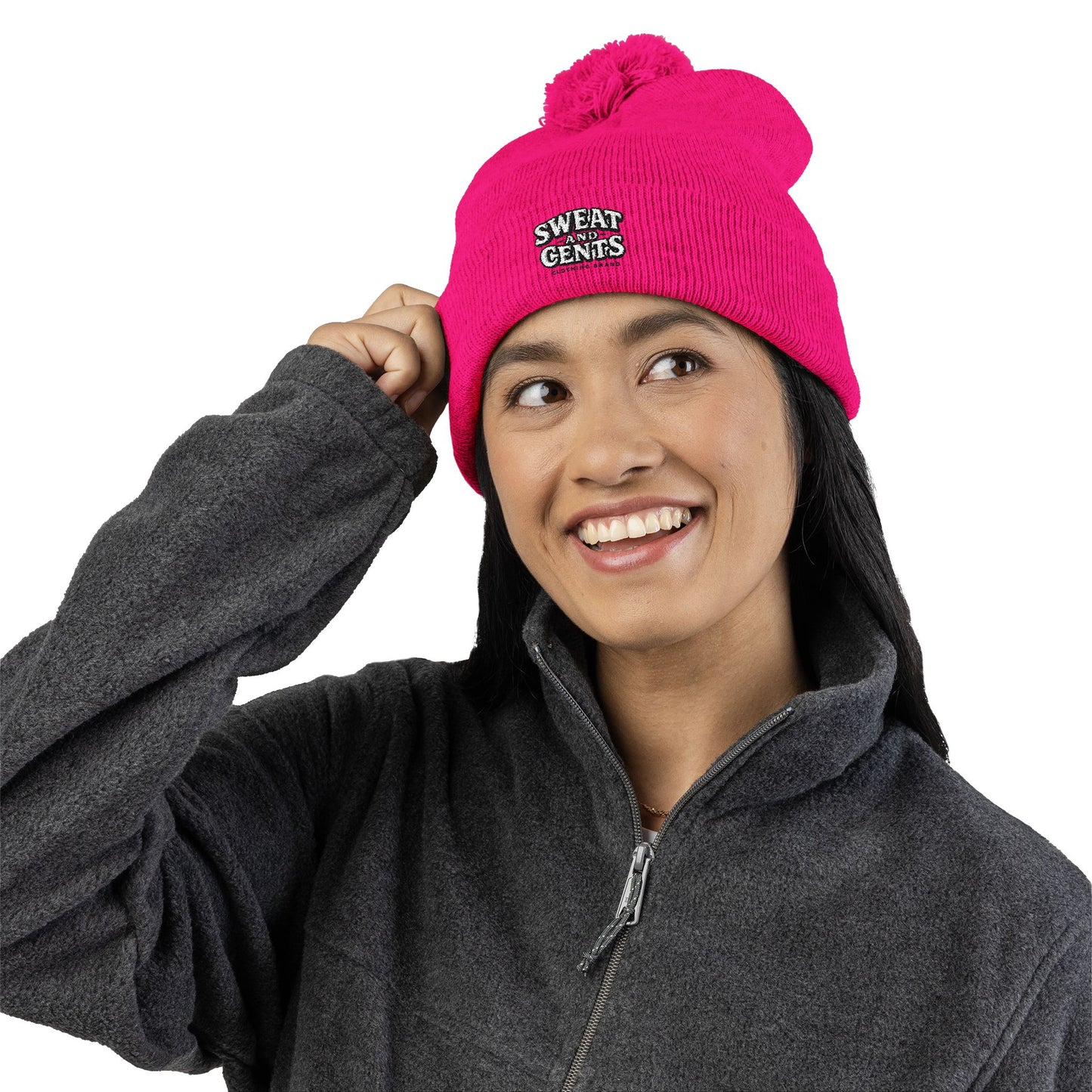 Sweat and Cents Pom-Pom Knit Cap