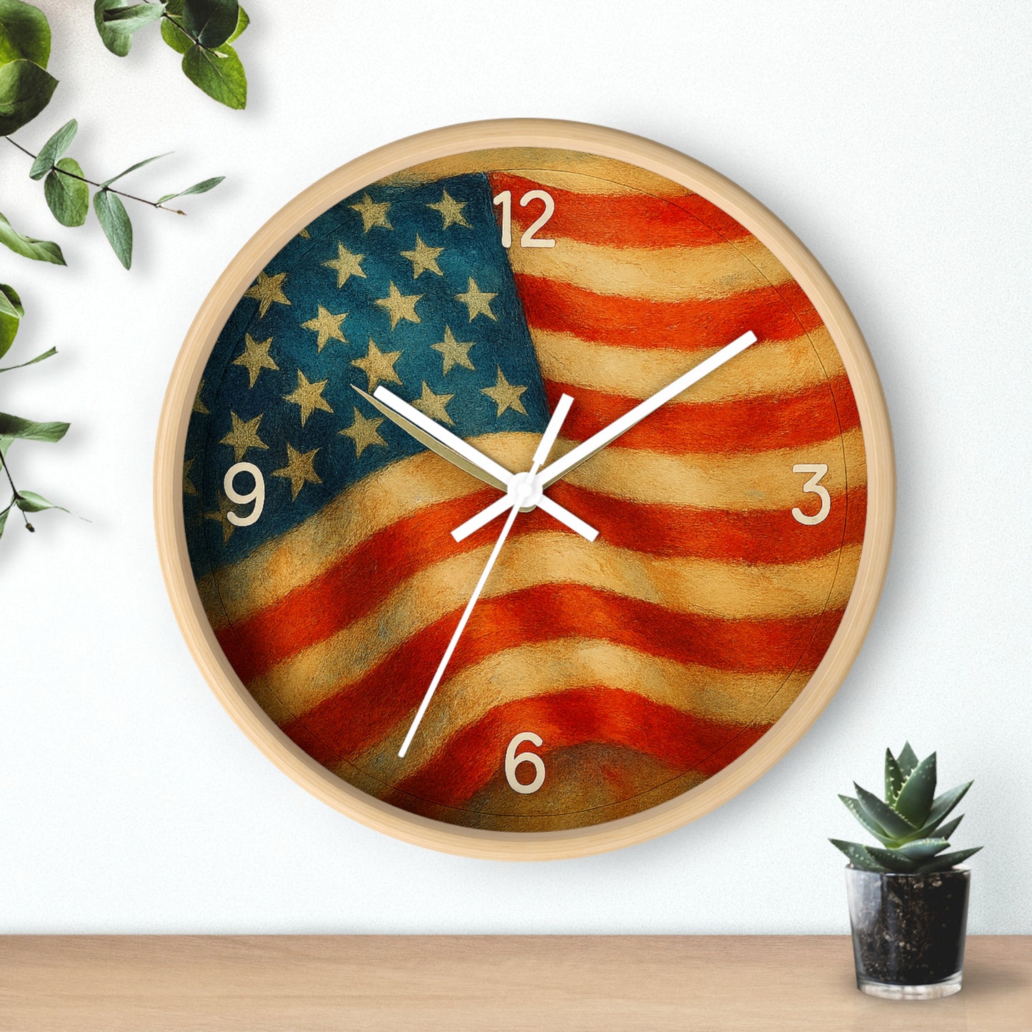 Patriotic American Flag Wall Clock