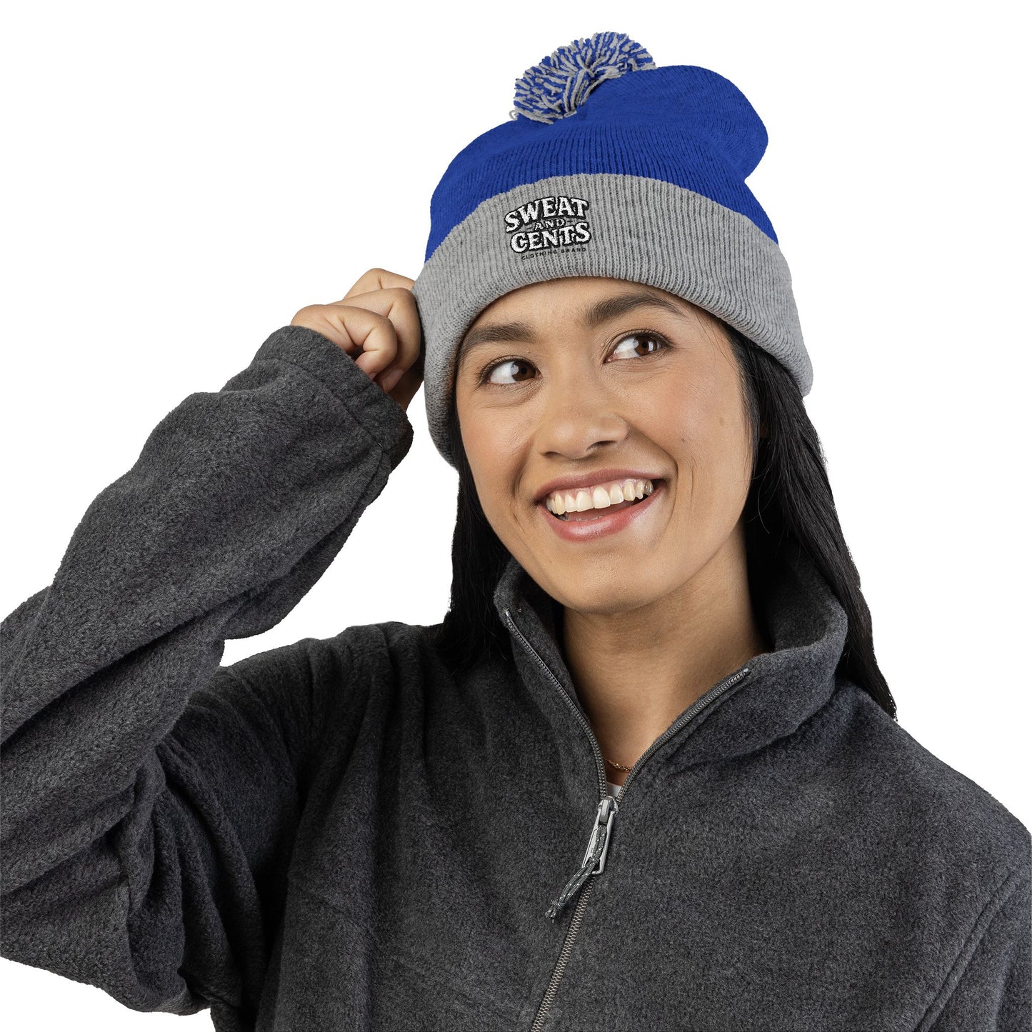 Sweat and Cents Pom-Pom Knit Cap