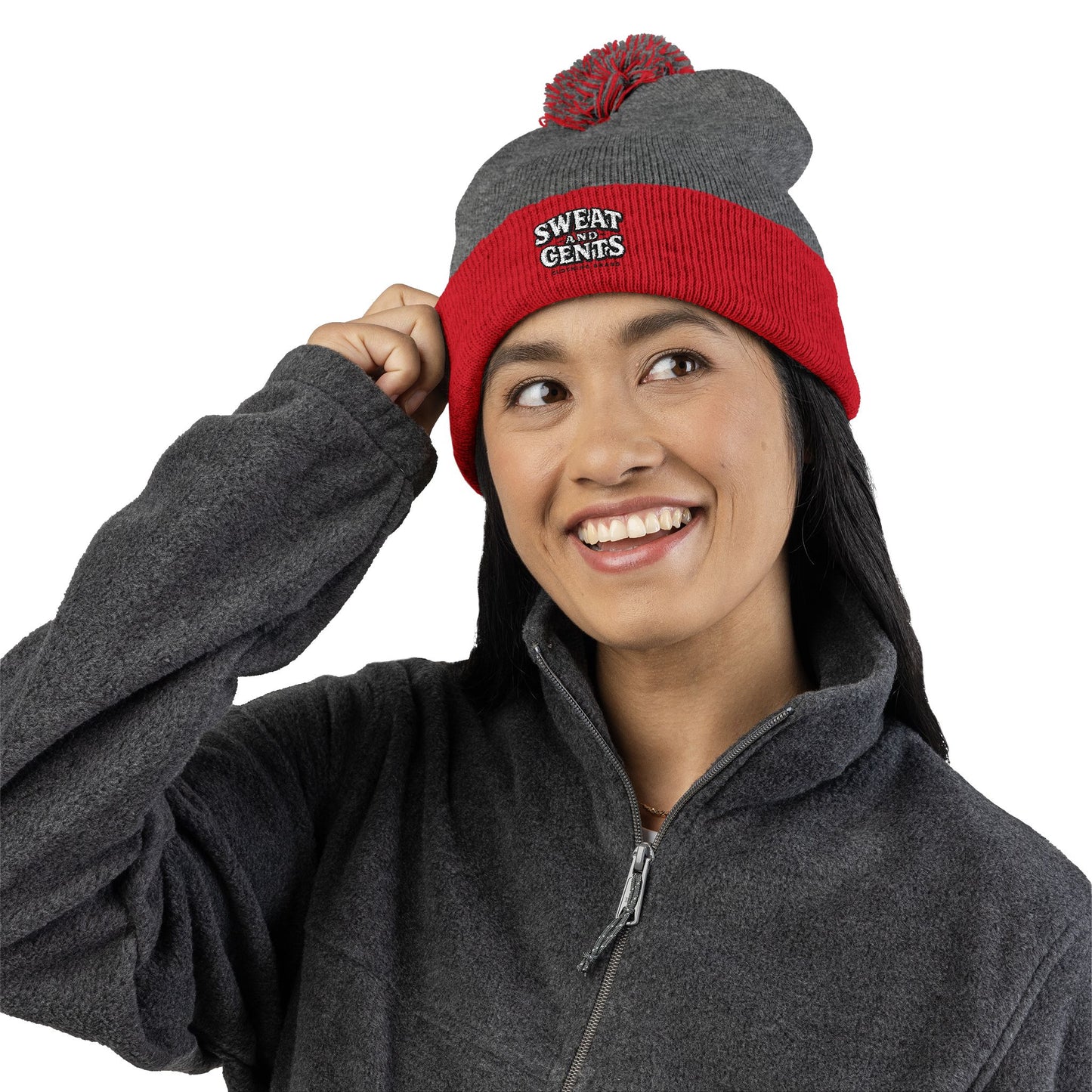 Sweat and Cents Pom-Pom Knit Cap