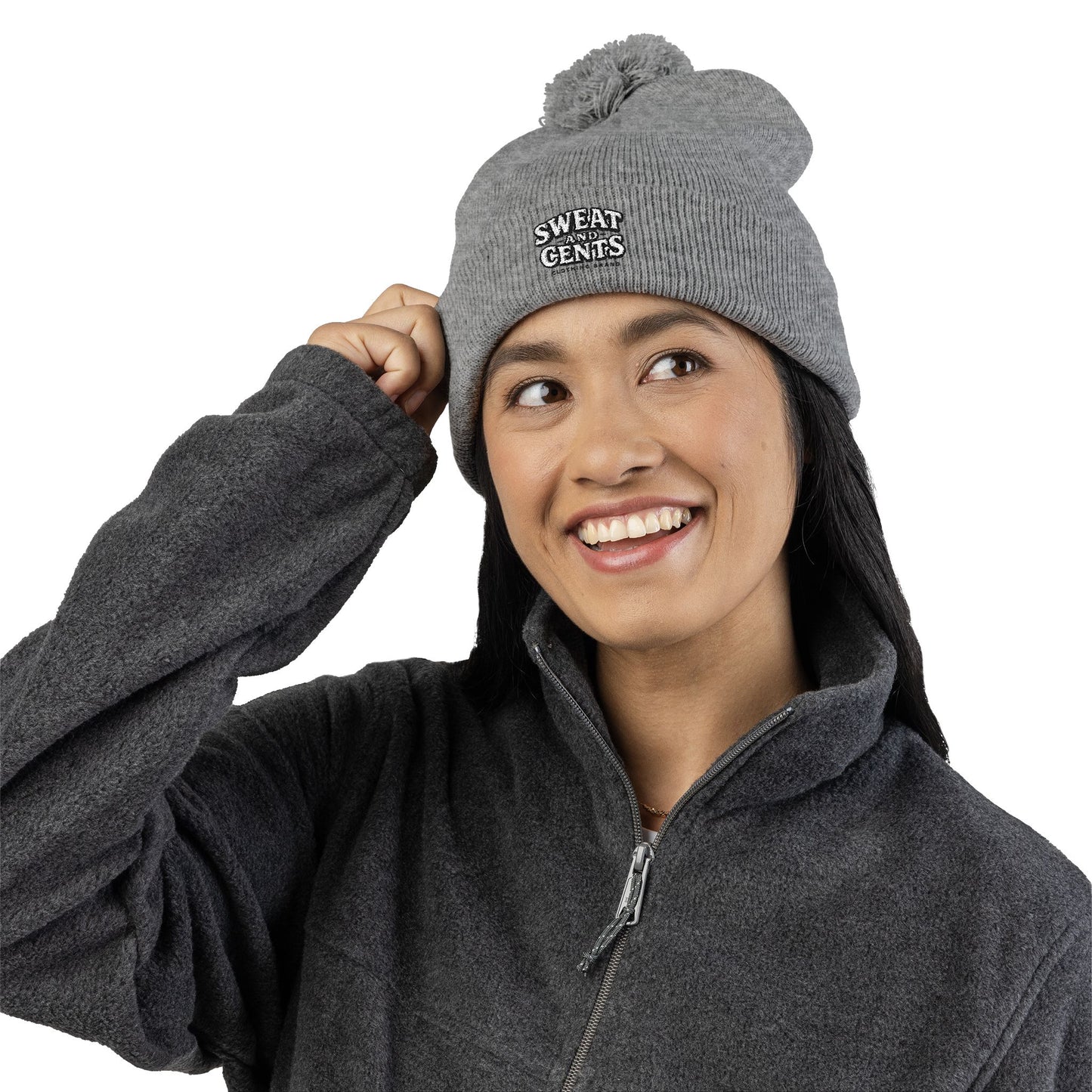 Sweat and Cents Pom-Pom Knit Cap