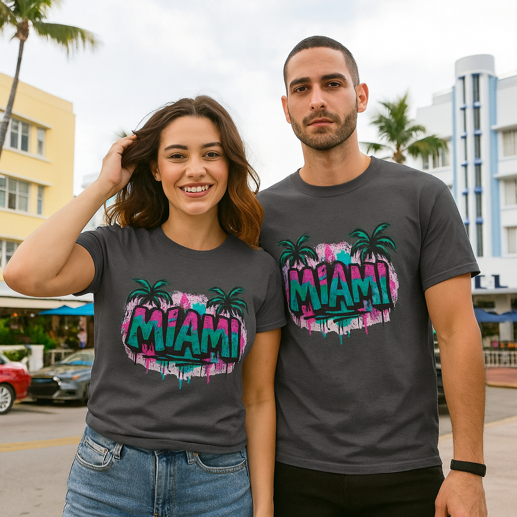 Miami Tropical Vibe Graffiti Tee