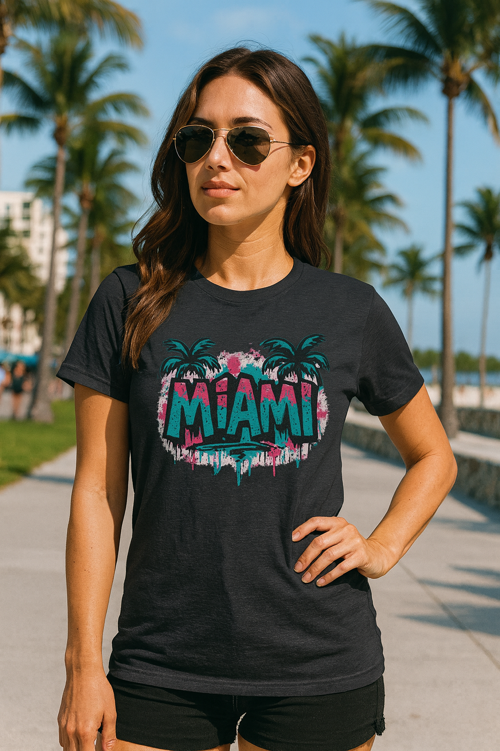 Miami Tropical Vibe Graffiti Tee