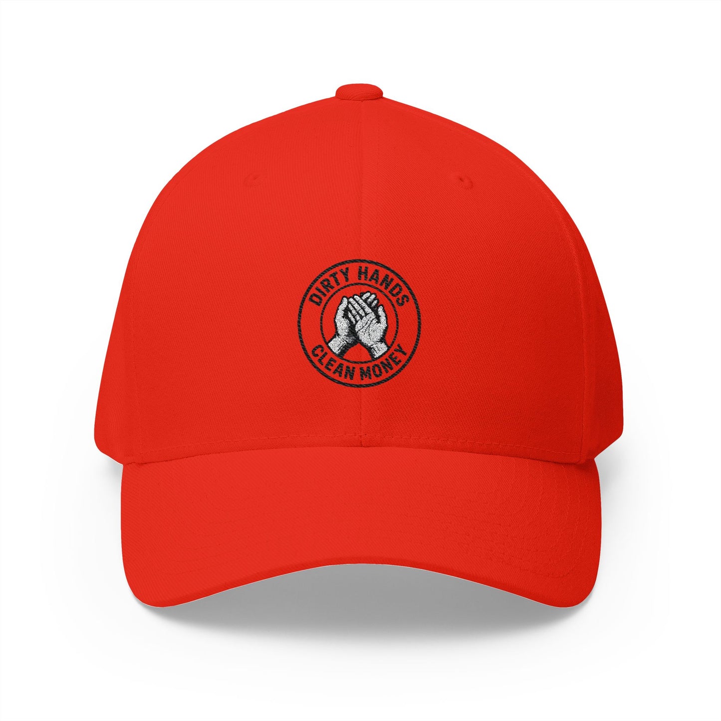 Embroidered Fitted Hat - Dirty Hands, Clean Money Design