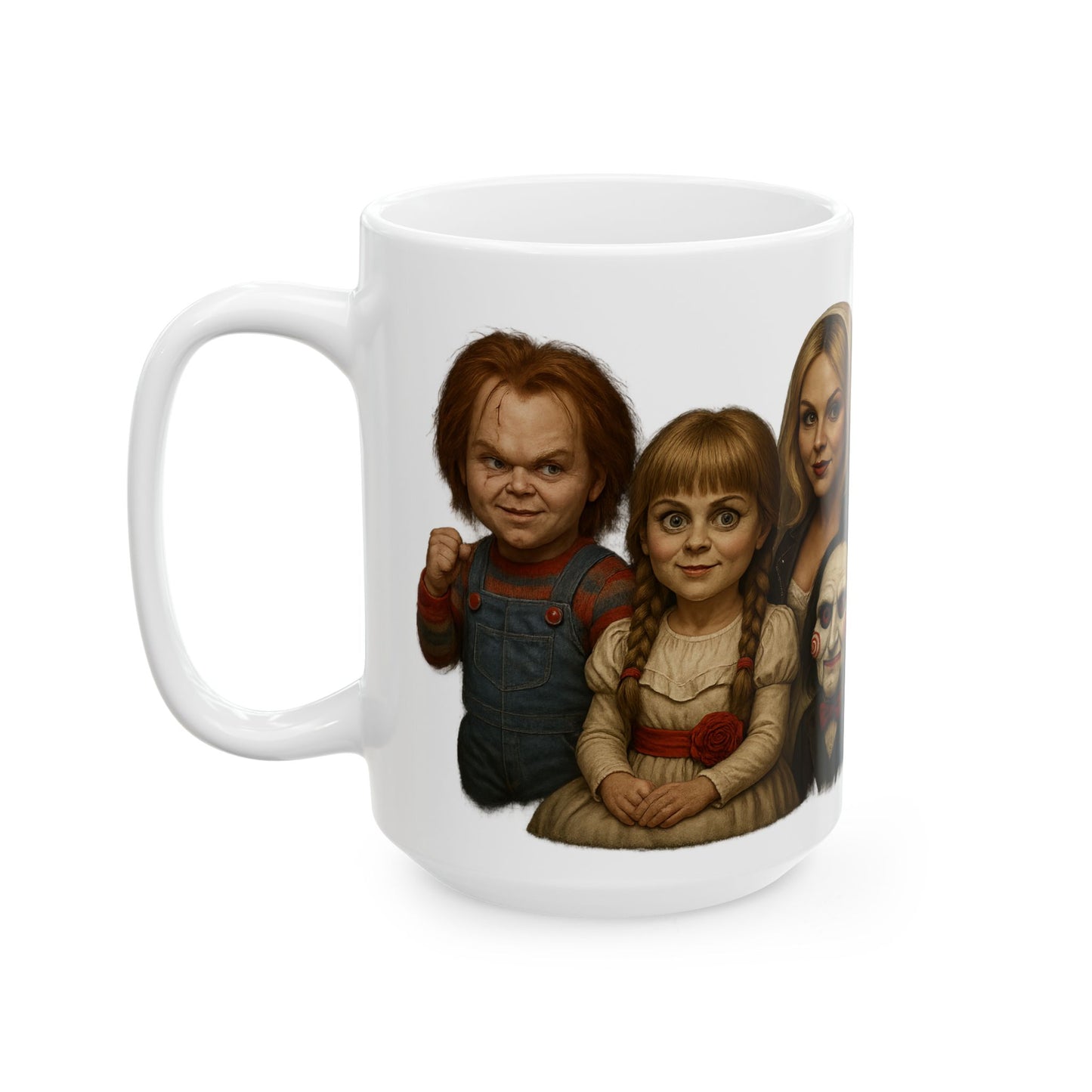 Spooky Horror Mug with Chucky, Annabelle, Jigsaw & Friends