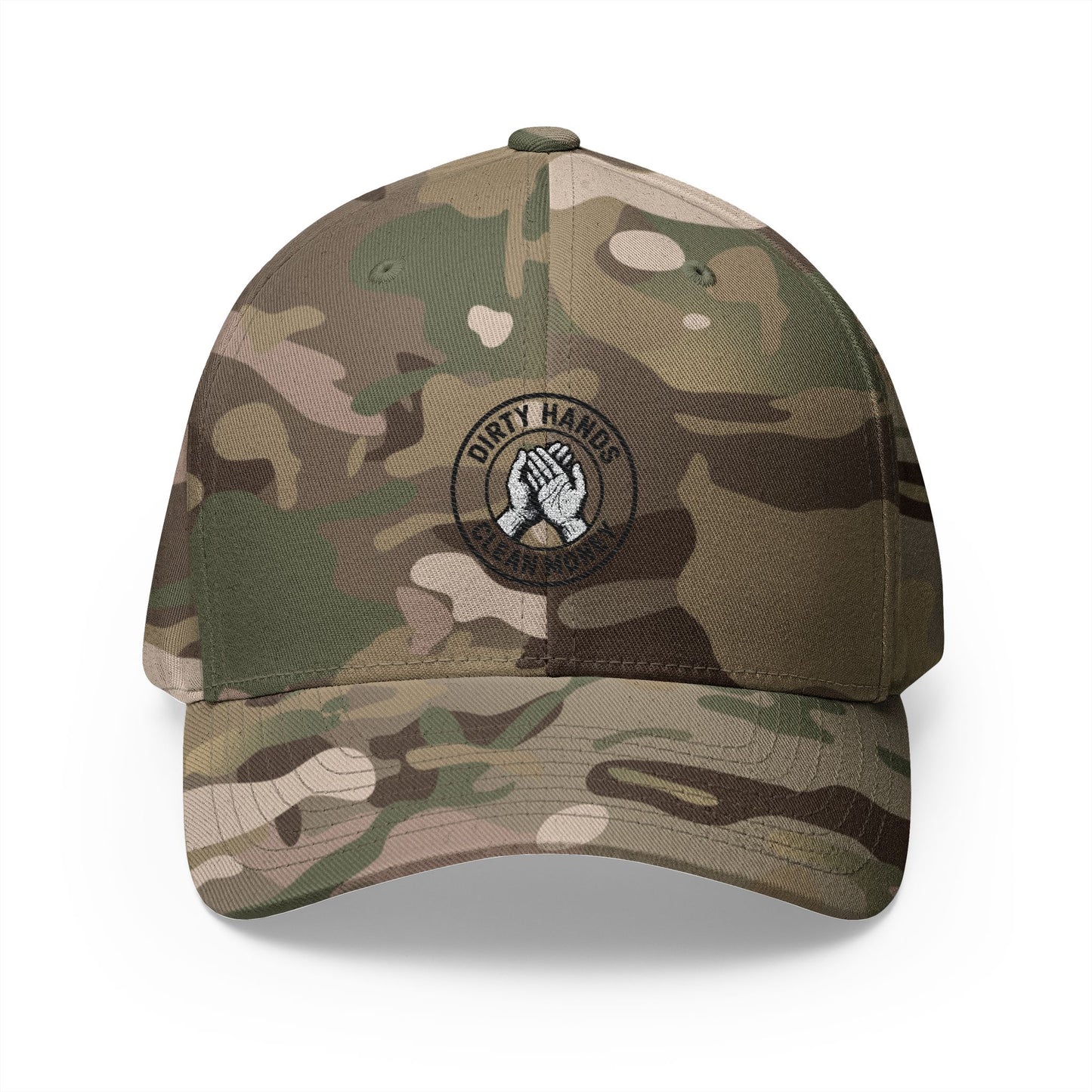 Embroidered Fitted Hat - Dirty Hands, Clean Money Design