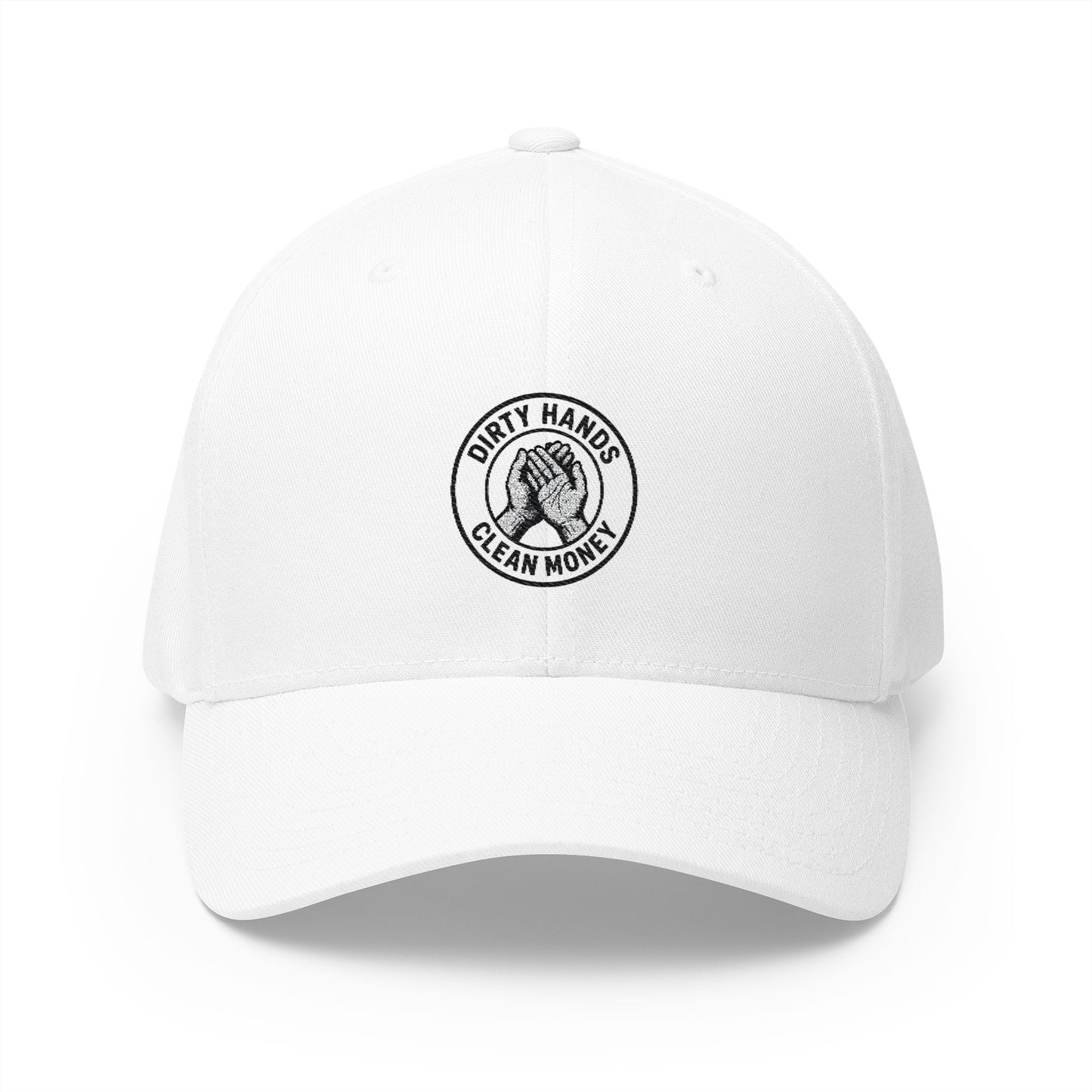 Embroidered Fitted Hat - Dirty Hands, Clean Money Design