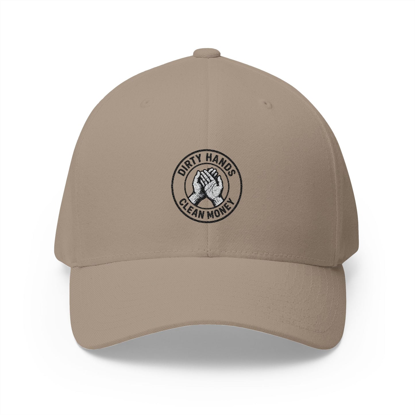 Embroidered Fitted Hat - Dirty Hands, Clean Money Design