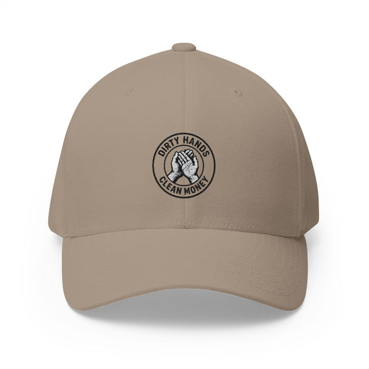 Embroidered Fitted Hat - Dirty Hands, Clean Money Design